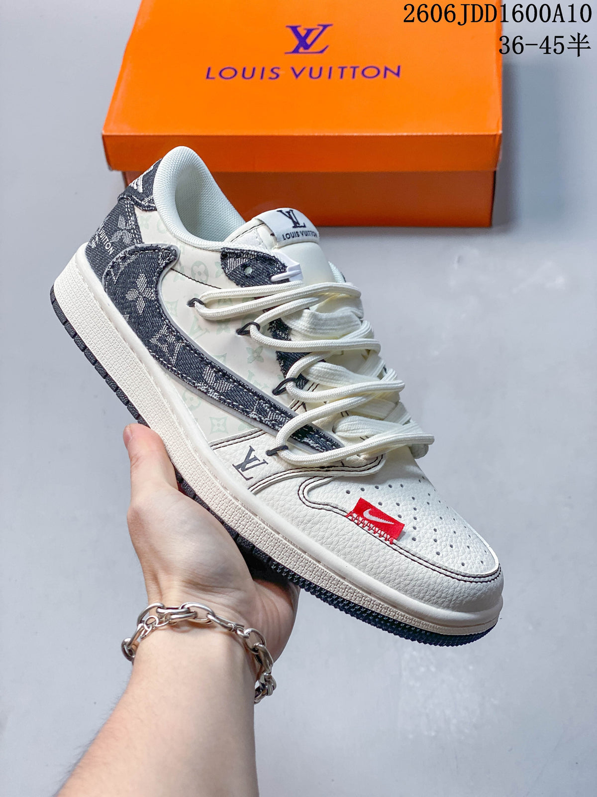 Travis Scott x Jordan 1 Low Louis Vuitton-Style Sneaker