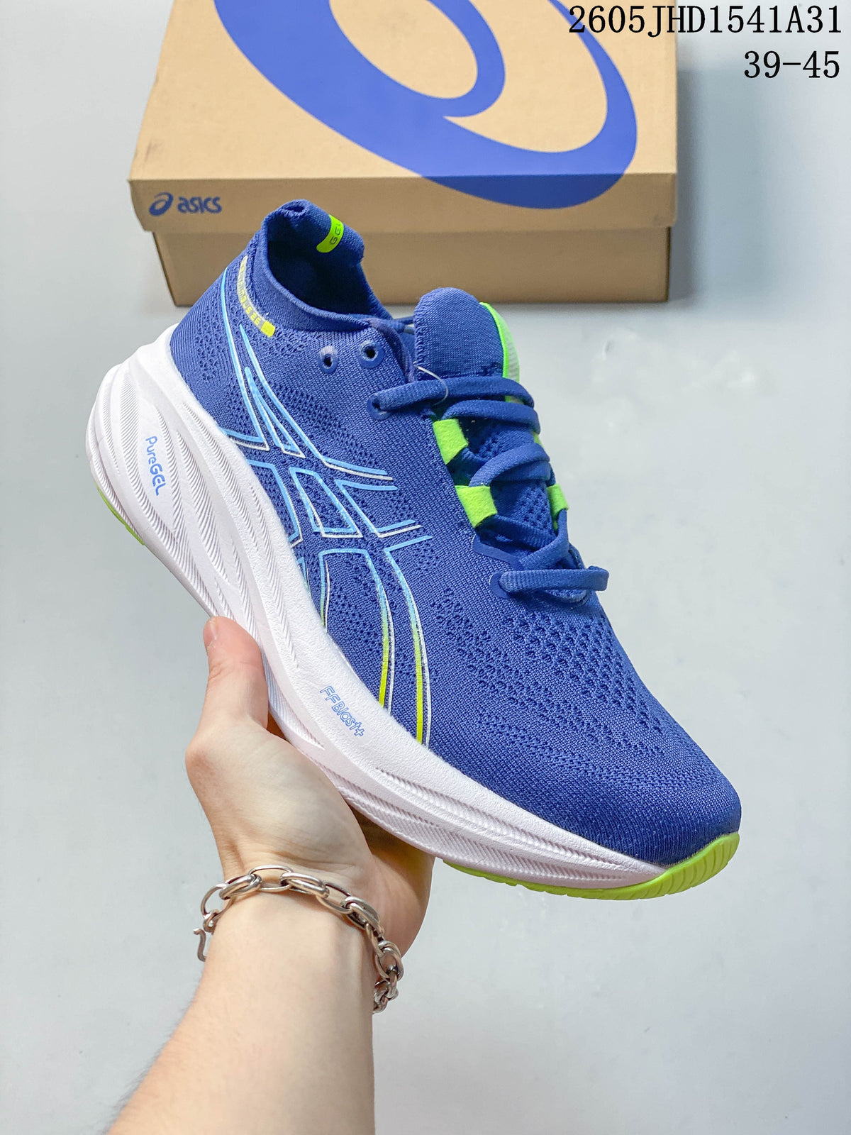 ASICS GEL-NIMBUS 26 Running Shoes, Blue and Lime