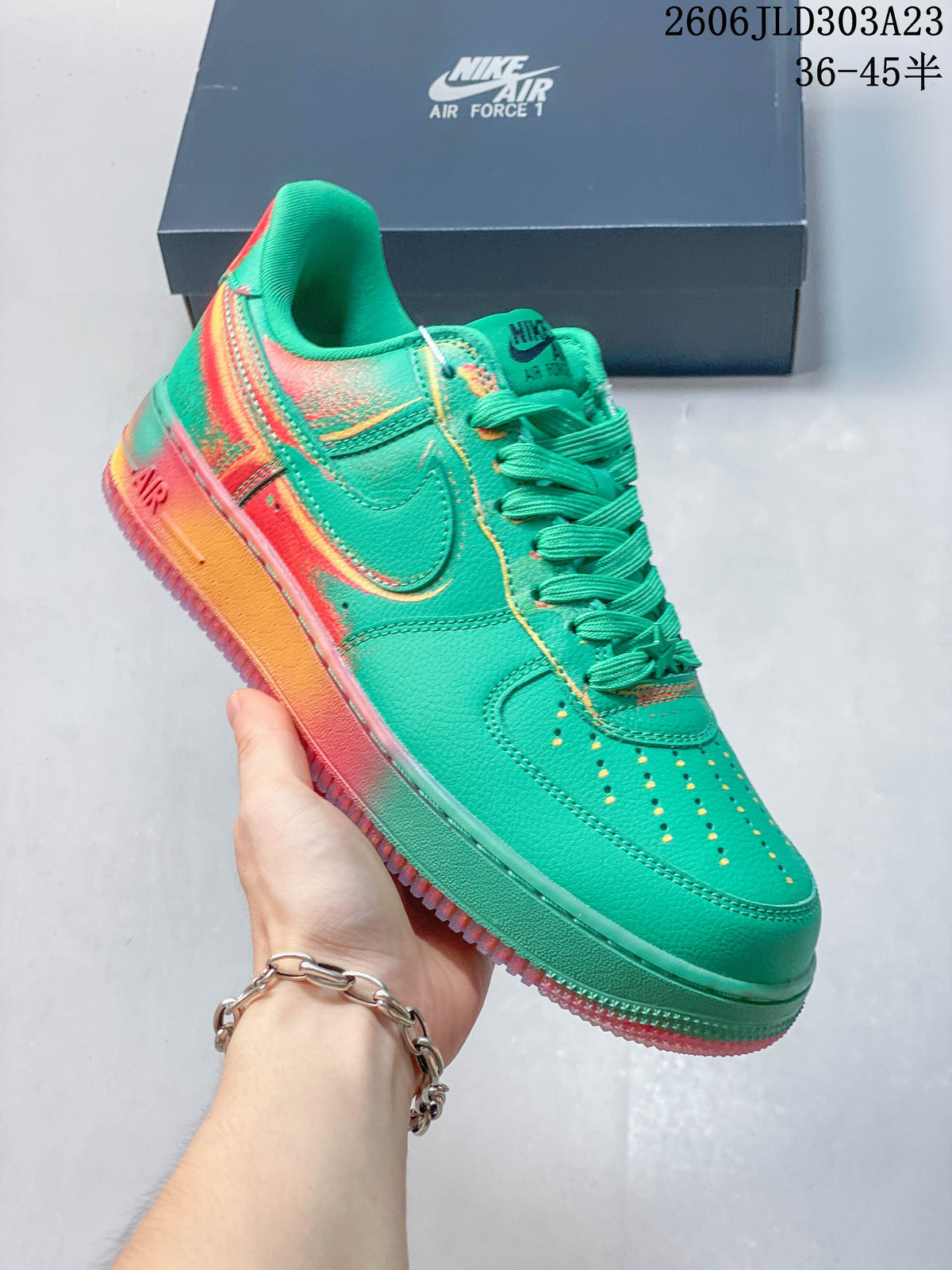 Nike Air Force 1 '07 Low Sneakers in Green and Coral