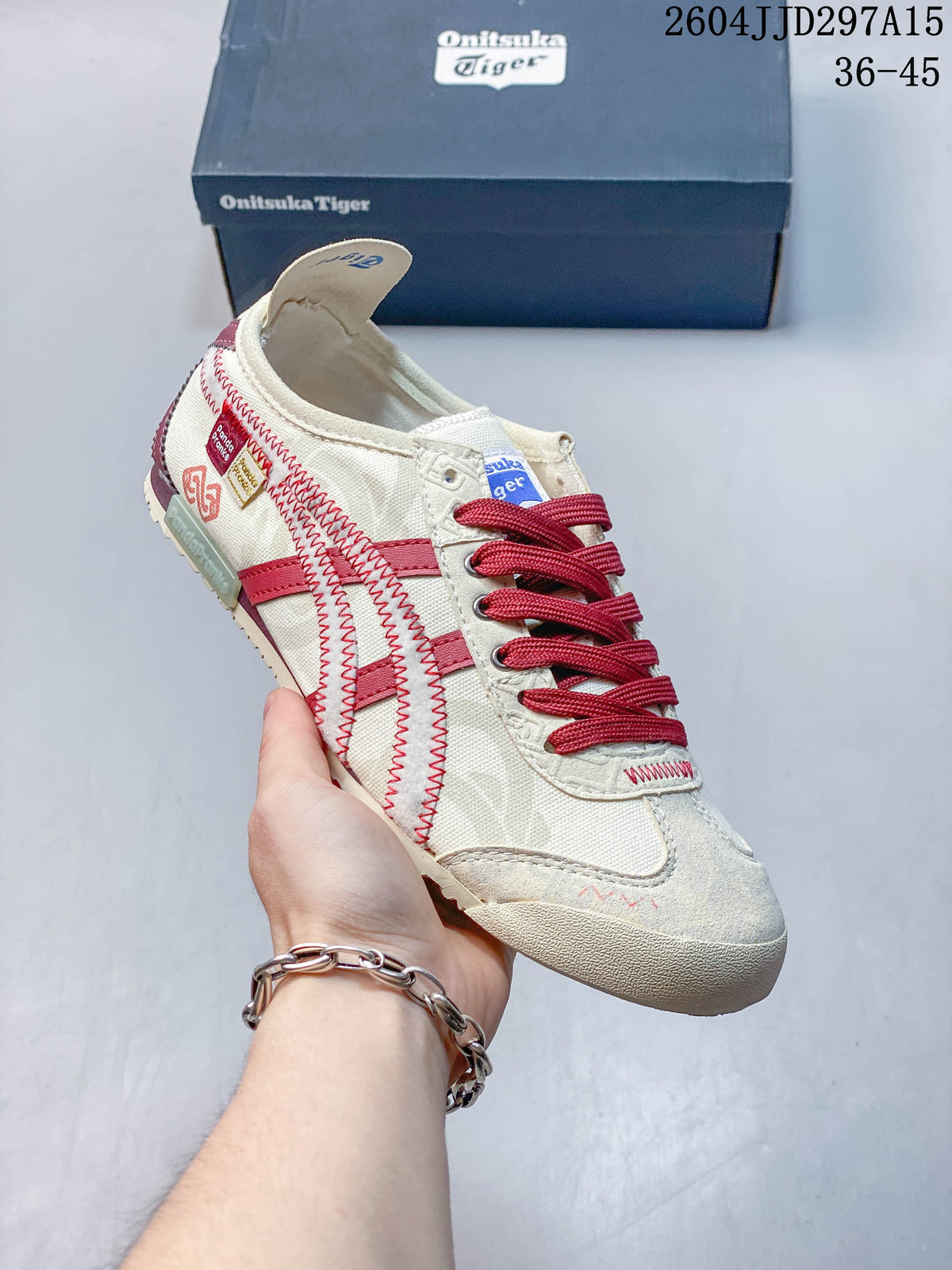 Onitsuka Tiger Mexico 66 Slip-On Sneakers Cream Red