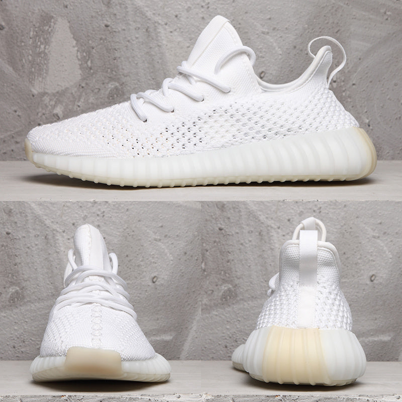 Yeezy 350 V2 White Knit Low-Top Sneakers