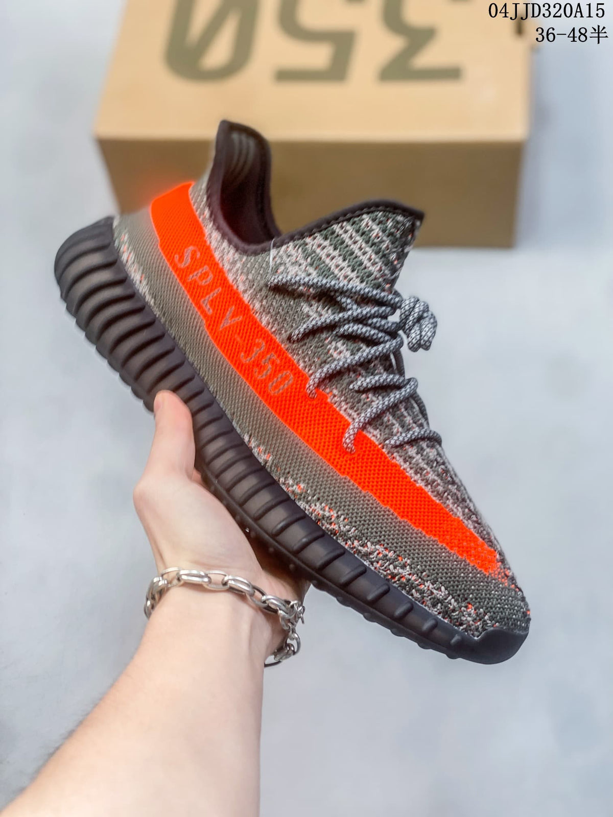 Adidas Yeezy Boost 350 V2 Gray and Orange Sneakers