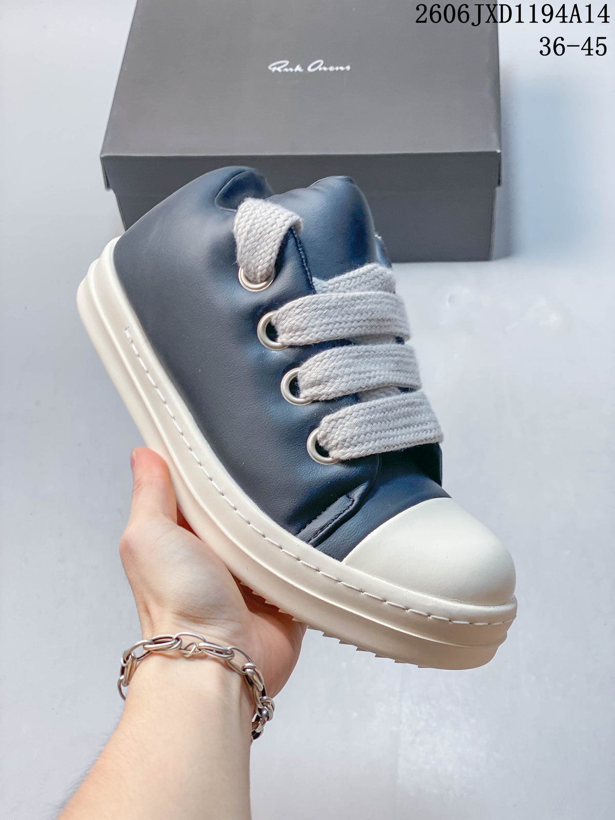 Rick Owens Hollywood Low-Top Sneakers, Navy and White