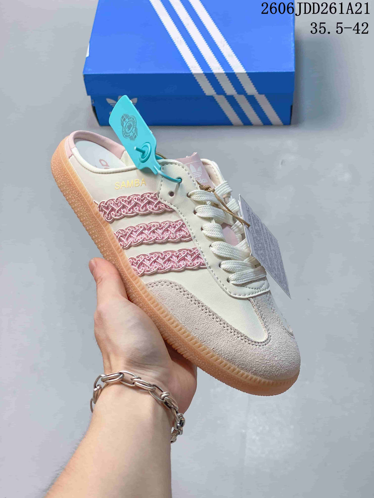 adidas Samba Mule Sneakers in Cream and Pink