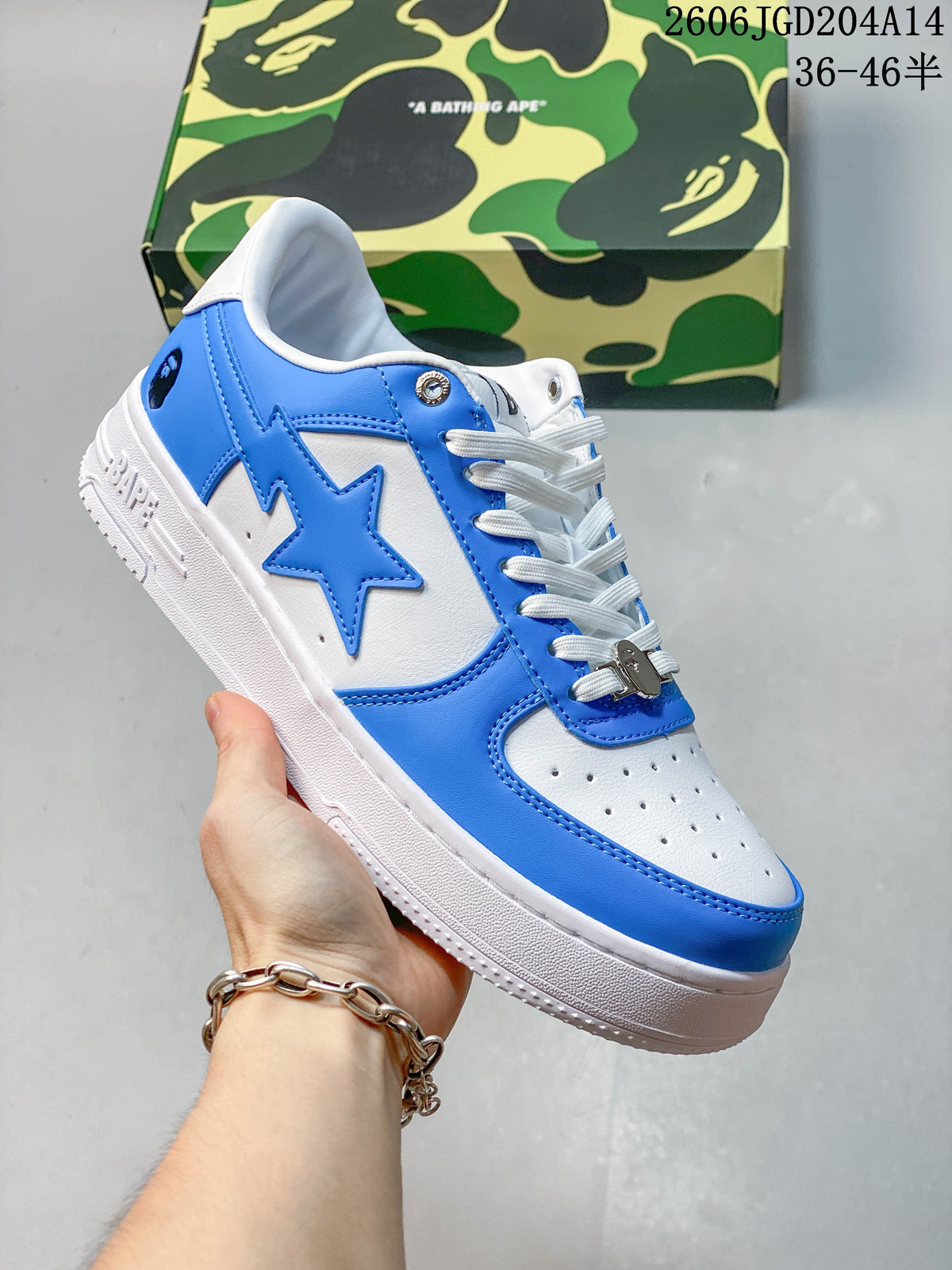 BAPE BAPE STA Low-Top Sneakers, Blue and White, 06JGD204A14