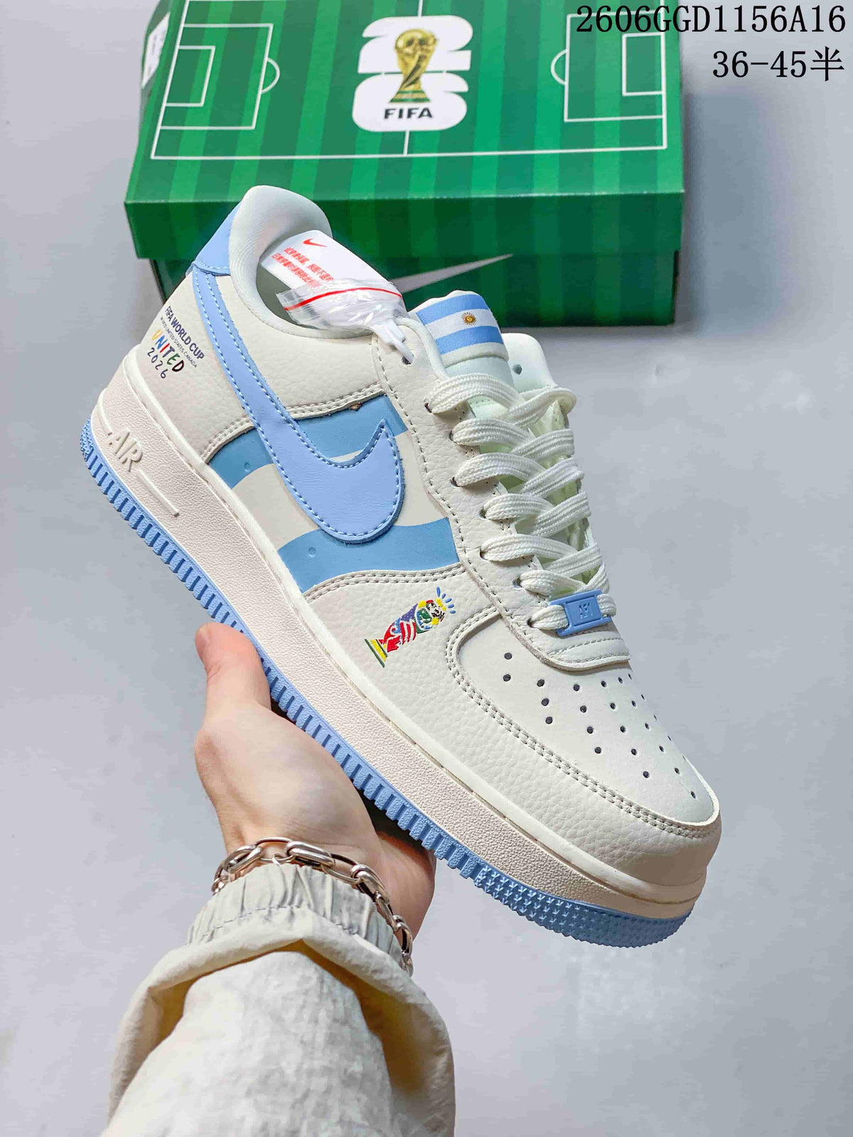 Nike Air Force 1 Low Cream and Blue Sneakers