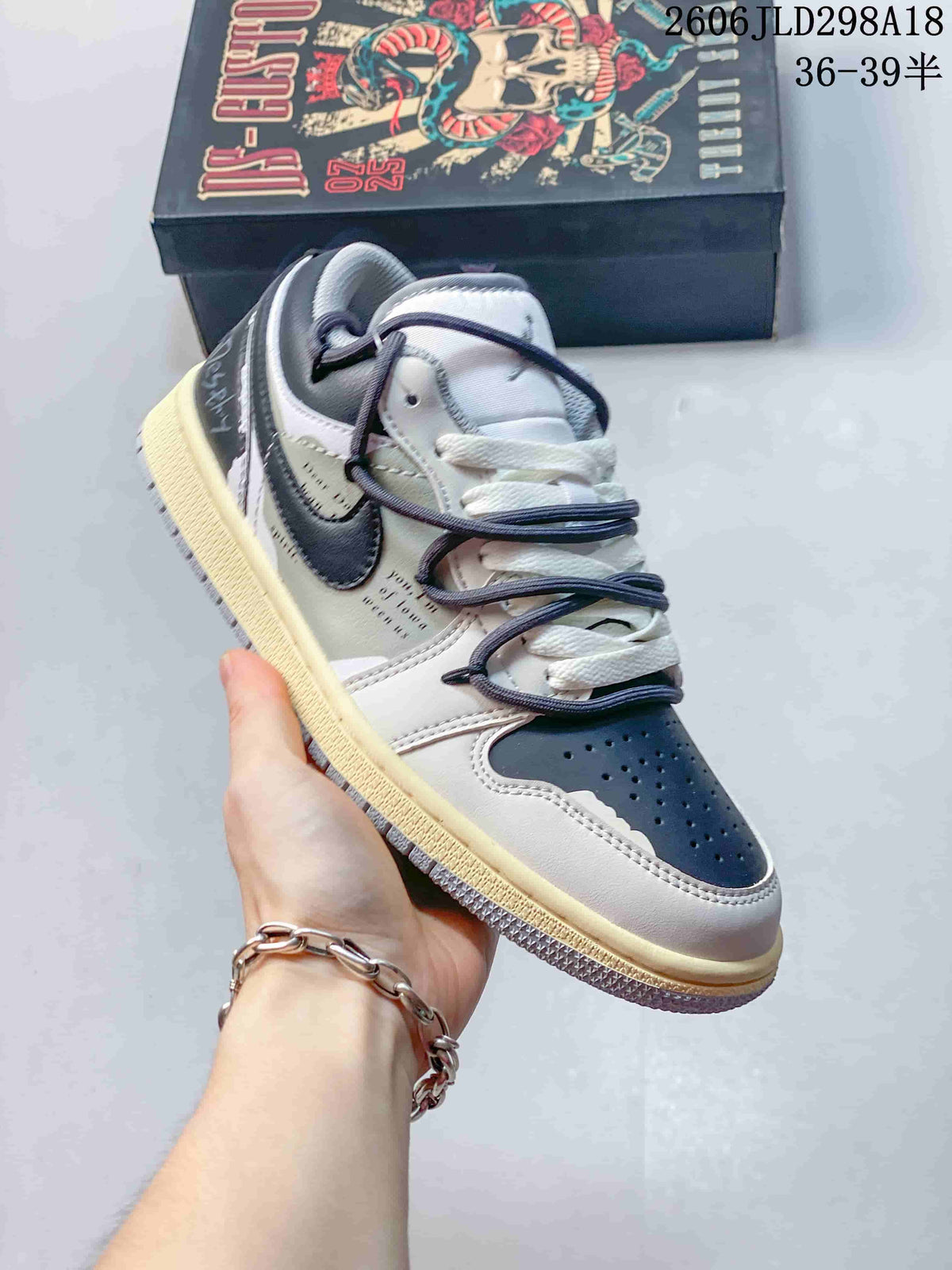 Jordan Air Jordan 1 Low Strap Sneakers in Gray and White