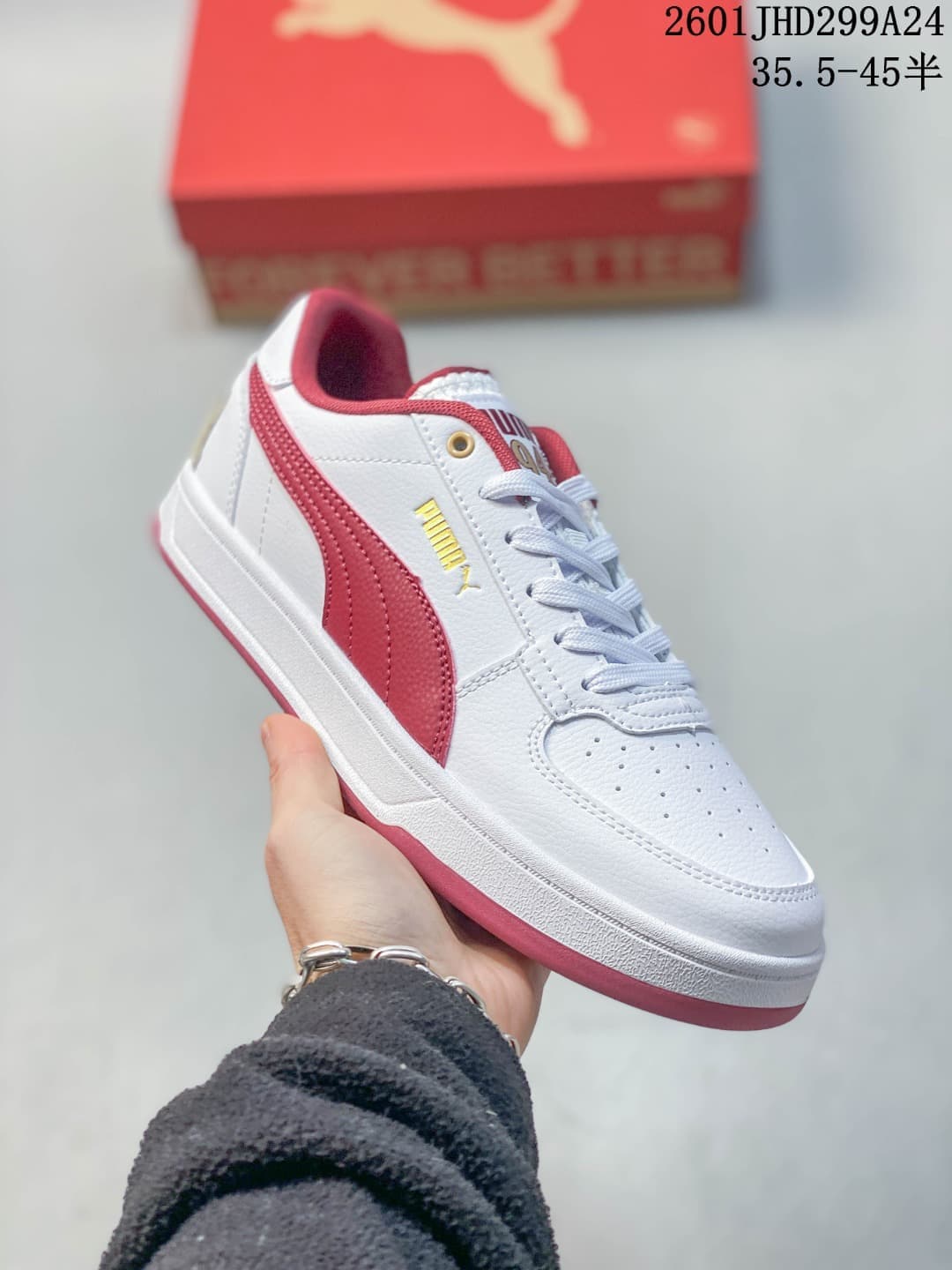 Puma Caven 2.0 White and Red Low-Top Sneakers 395082