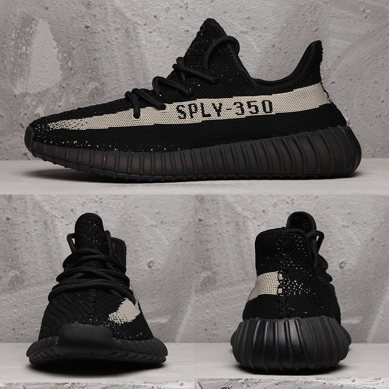Yeezy 350 V2 Black and Cream Sneakers