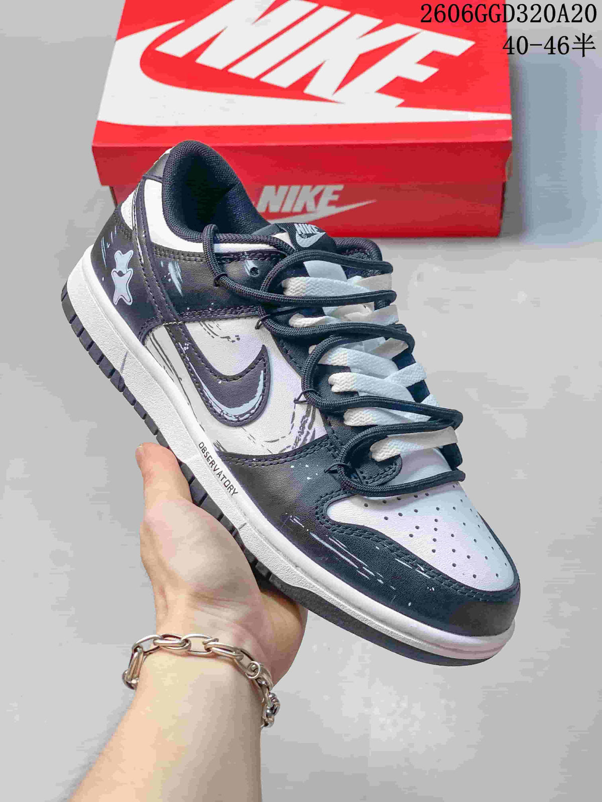 Nike Dunk Low Retro DIY Custom Sneakers, Black and White