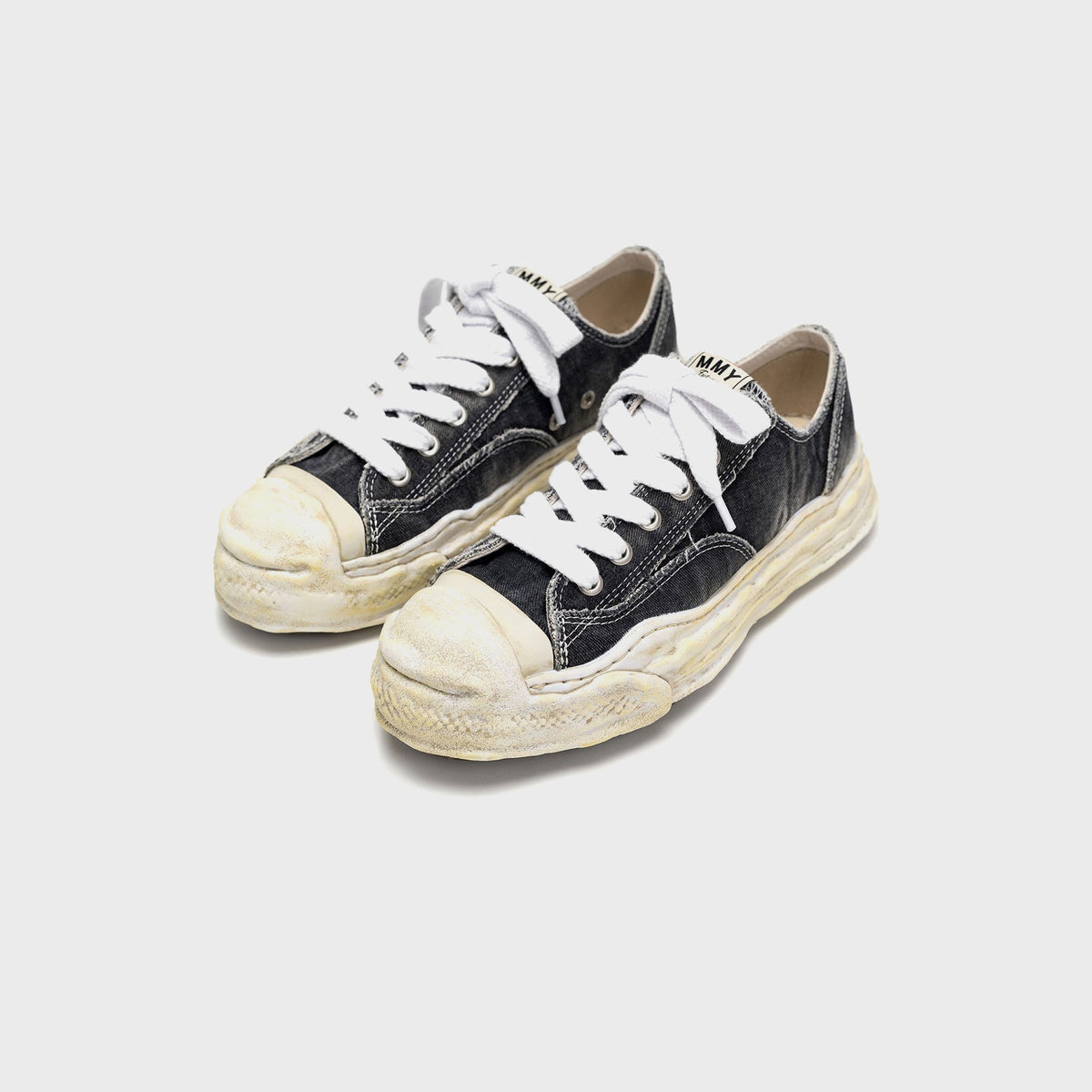Mihara Yasuhiro Hank Bleach Denim Low Top Sneakers - Black / Hank