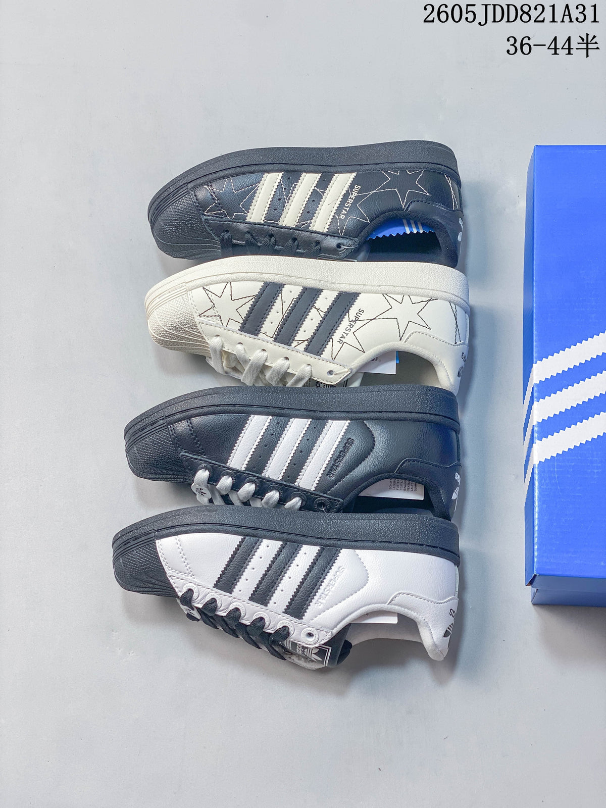 Adidas Superstar Shell-Toe Sneakers in White and Black