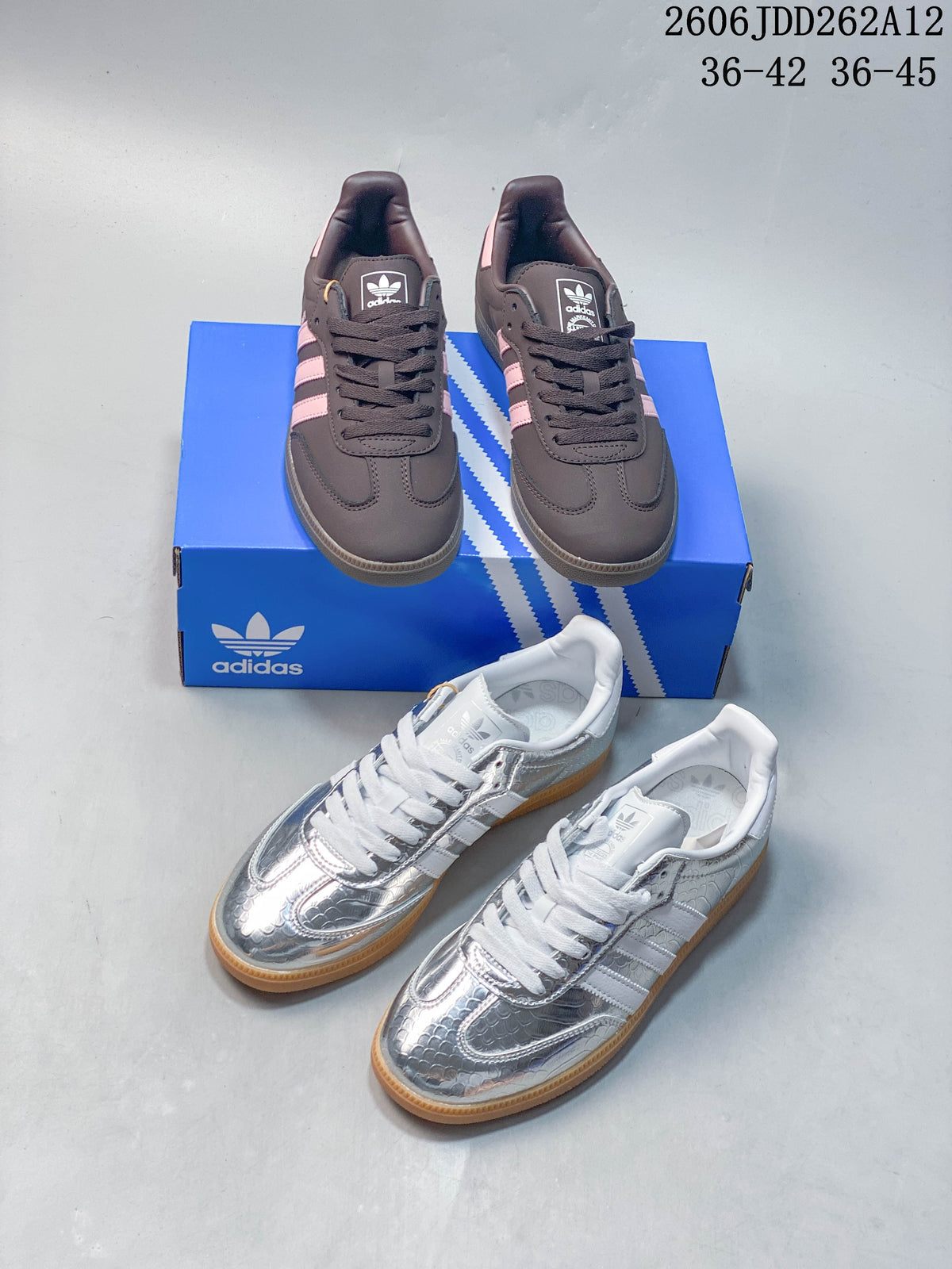 adidas Samba OG Low-Top Sneakers, Silver and Gum Sole
