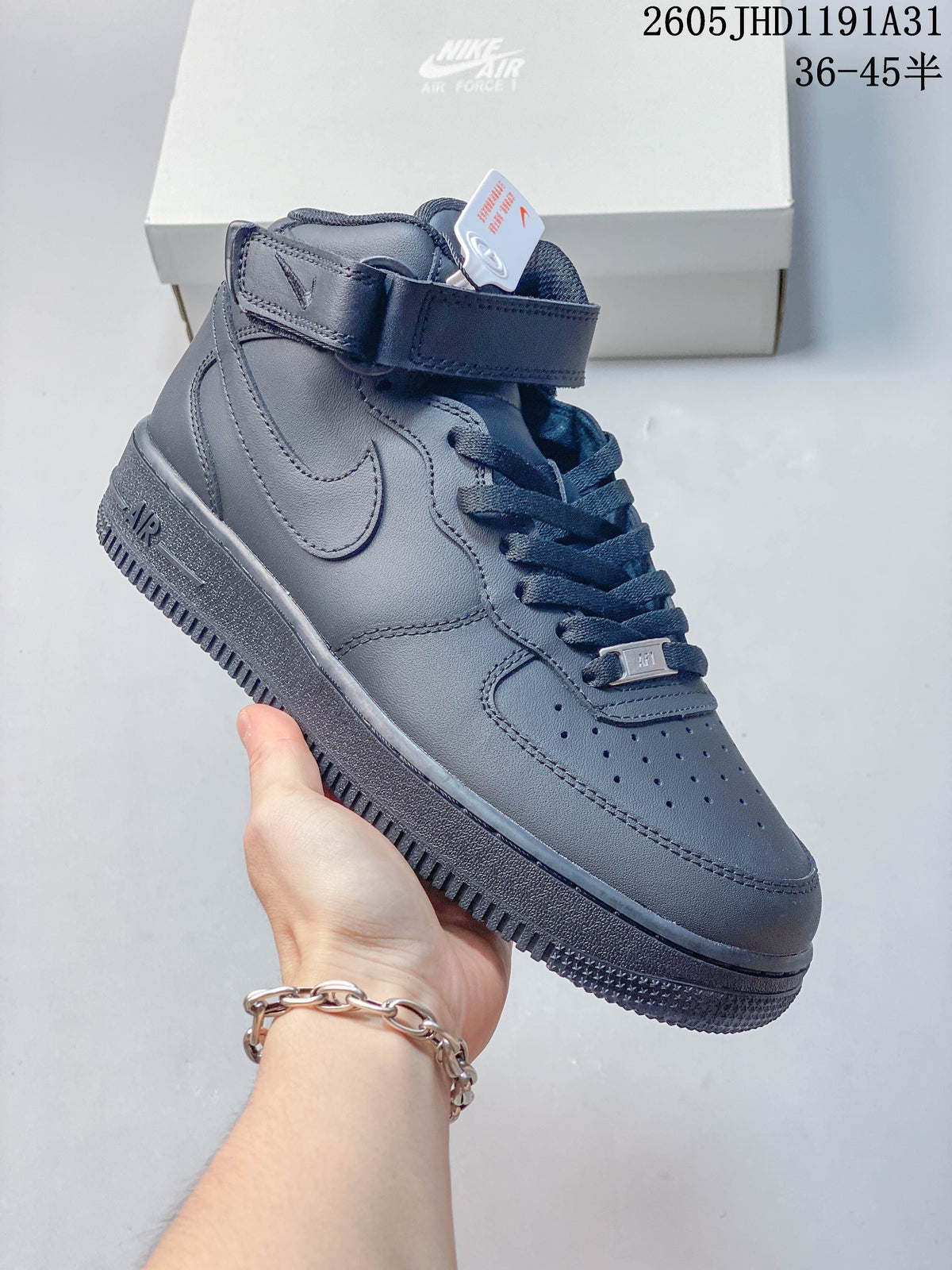 Nike Air Force 1 High-Top Sneakers with Ankle Strap, Gray