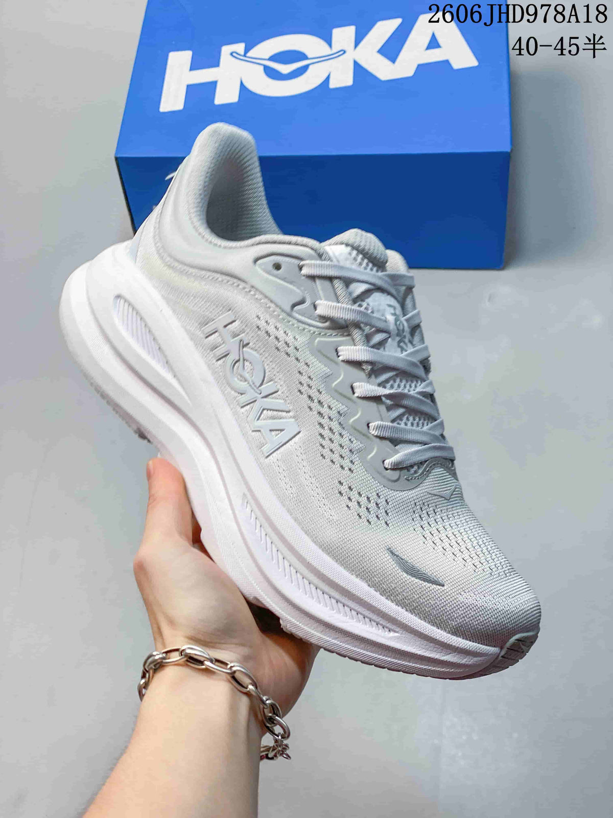 HOKA Bondi 9 Running Shoes, White, Style 1162011