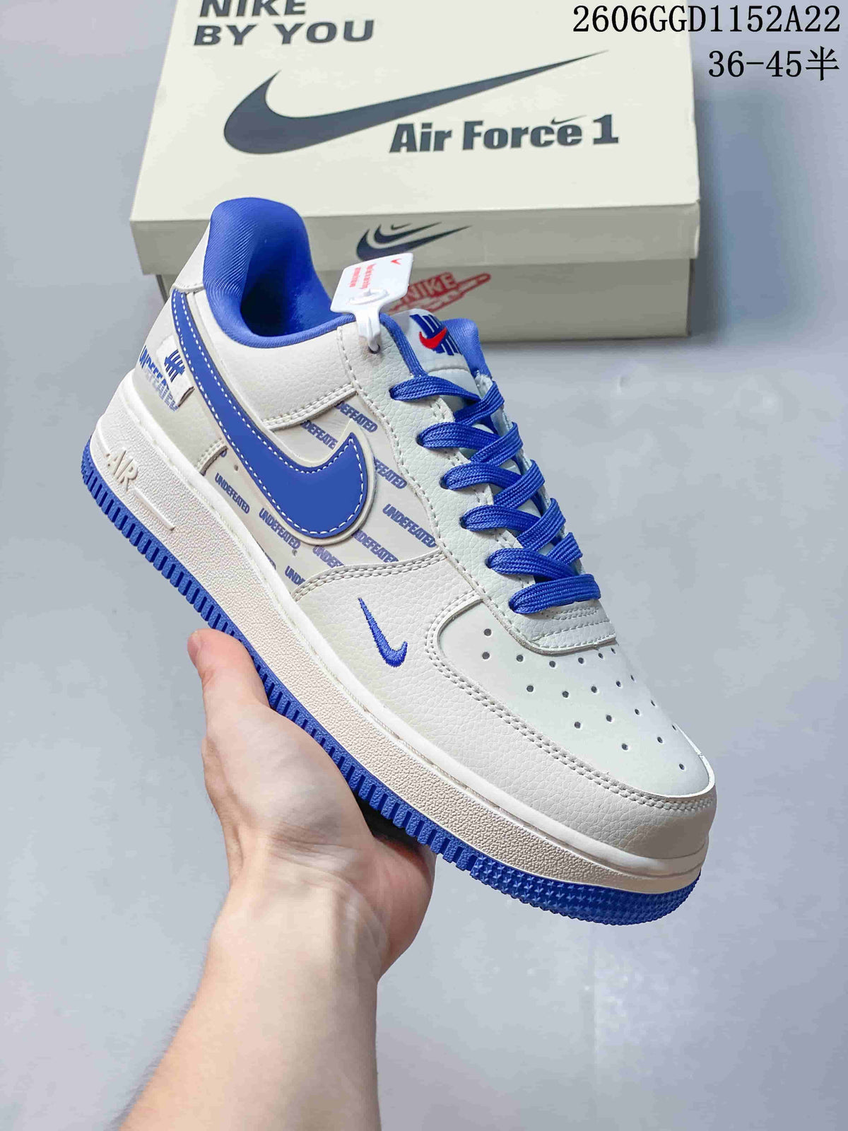Nike Air Force 1 Low White and Blue Sneakers