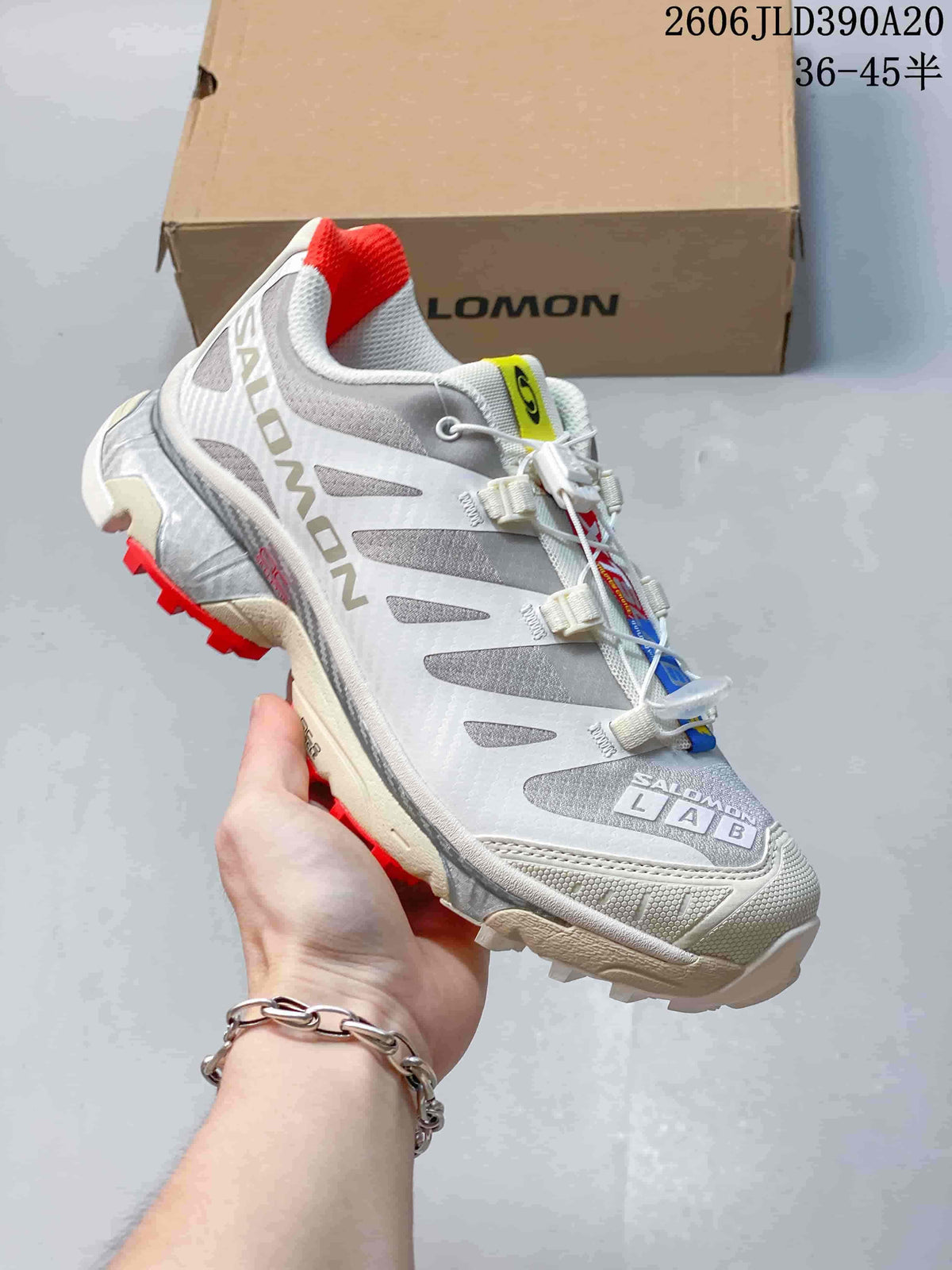 Salomon XT-4 OG GORE-TEX Trail Running Shoes, White Gray Red