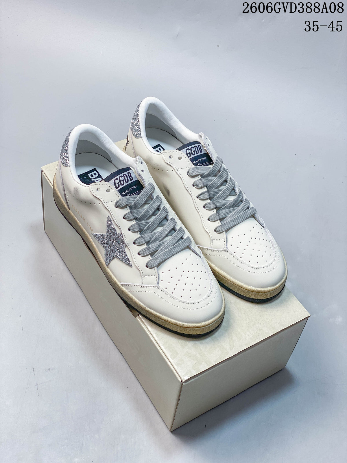 Golden Goose Super-Star White Silver Glitter Sneakers