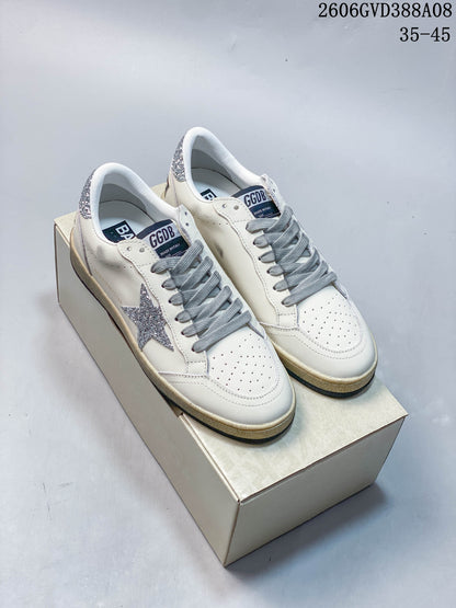 Golden Goose Super-Star White Silver Glitter Sneakers