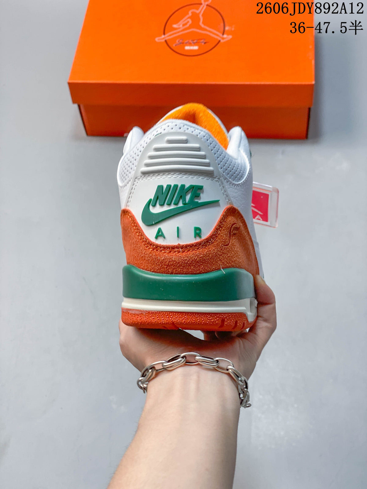 Jordan Air Jordan 3 Retro White Orange Green Sneakers