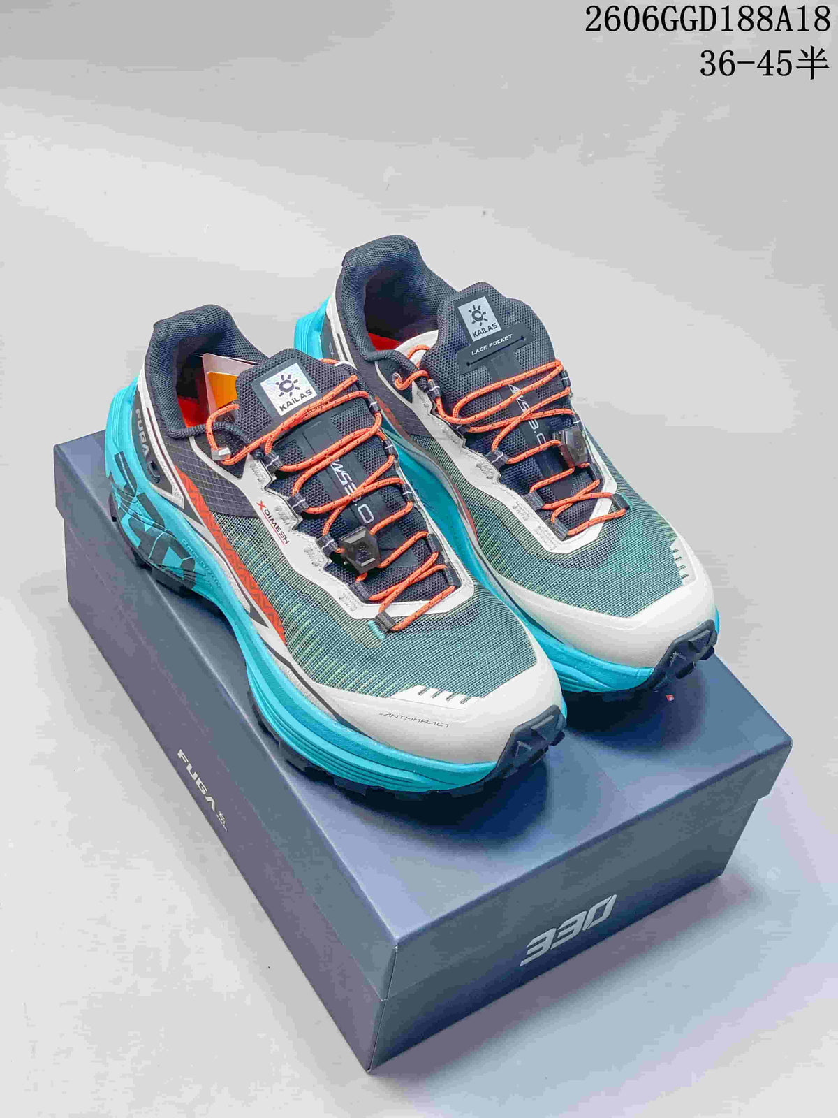 Kailas FUGA EX330 2 Trail Running Shoes, Teal/Orange