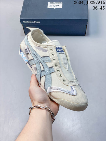 Onitsuka Tiger Mexico 66 Slip-On Sneakers, Cream and Blue