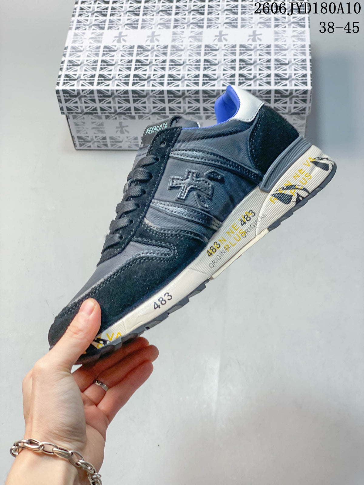 Premiata Drake Low-Top Trainers in Navy and Gray