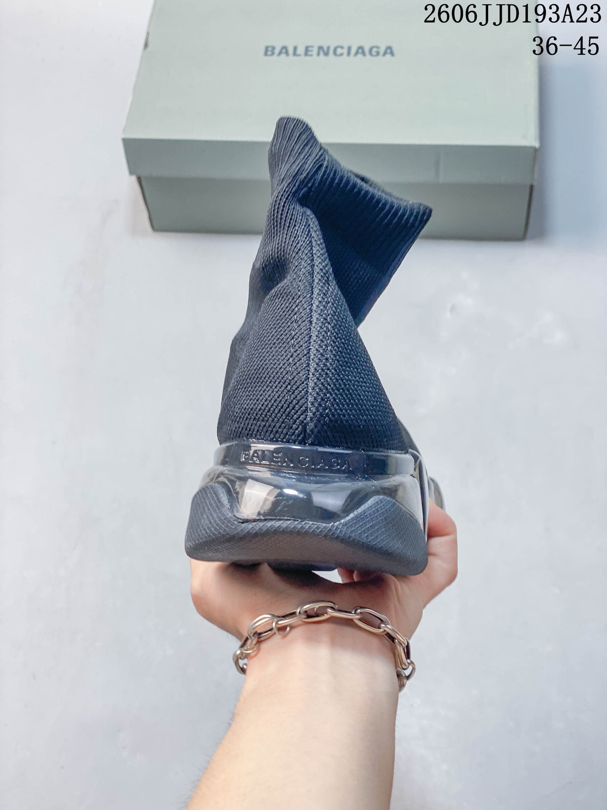 Balenciaga Gray Sock Sneakers with Segmented Sole