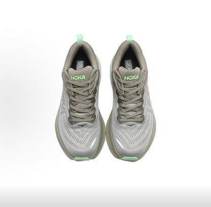 HOKA Bondi 8 Sneakers in Green and Silver