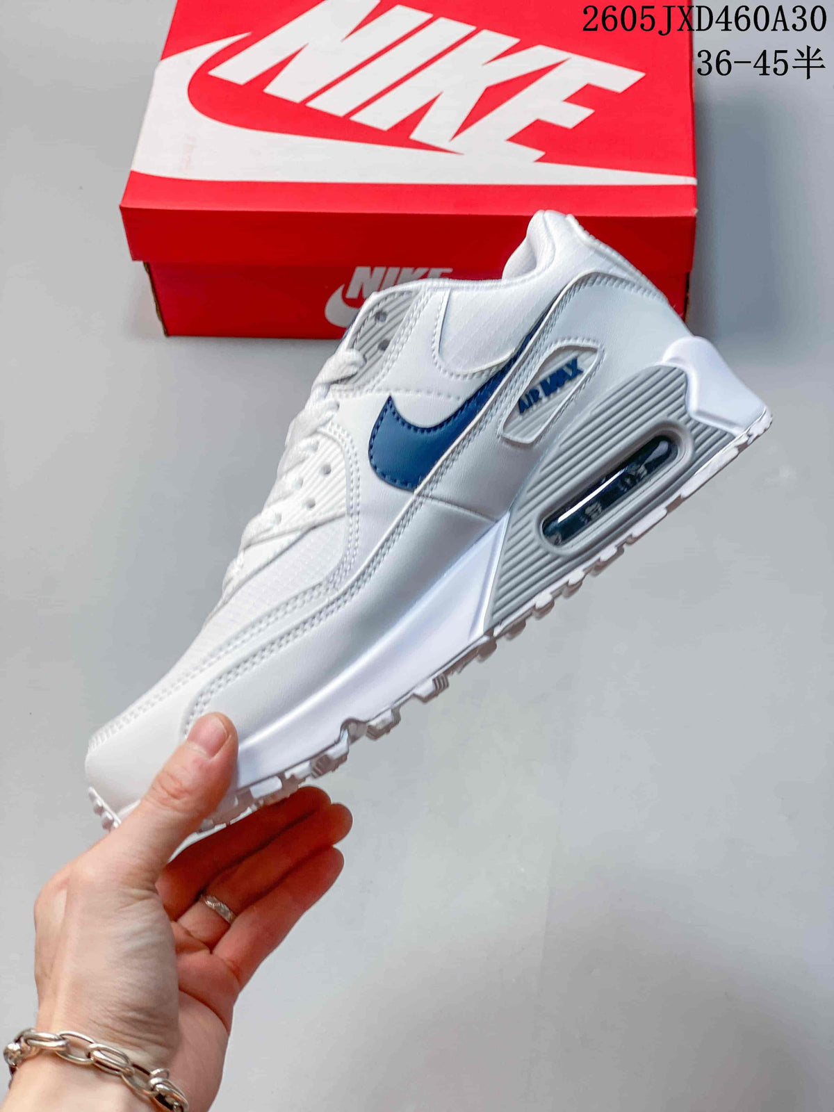 Nike Air Max 90 White and Blue Retro Sneakers