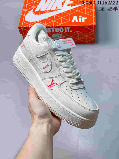 Nike Air Force 1 Low Sneakers in White, Gray, and Blue
