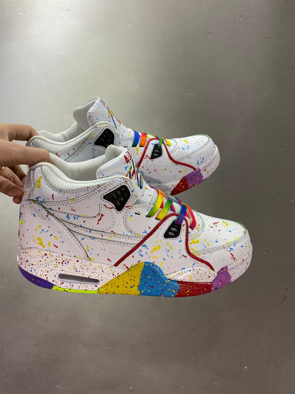 Nike Air Flight 89 High-Top Sneakers in White Multicolor