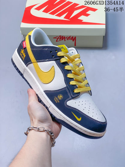 Nike Dunk Low Retro Sneakers in Navy, White and Yellow