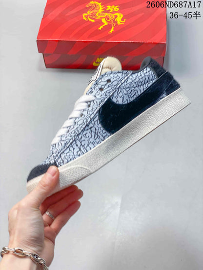 Nike Court Royale AC Patterned Low-Top Sneakers, Gray and Navy