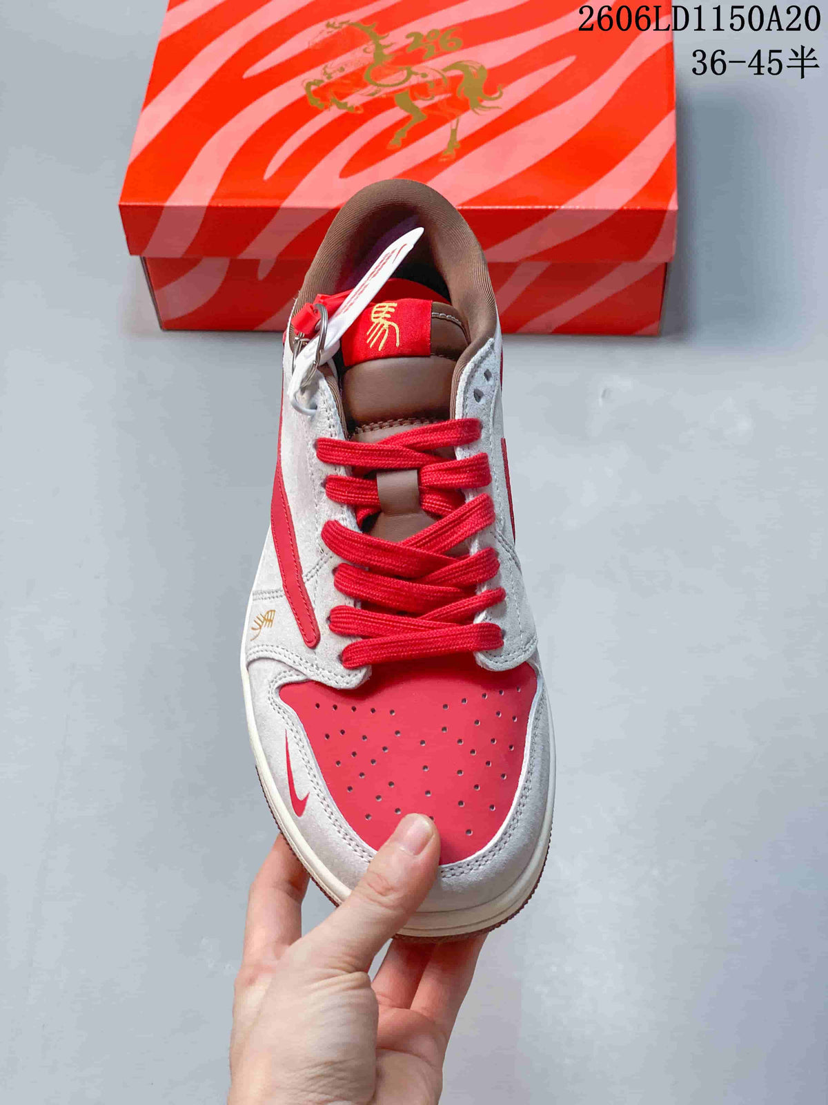 Nike Air Jordan 1 Low Year of the Horse Sneakers Red and Grey
