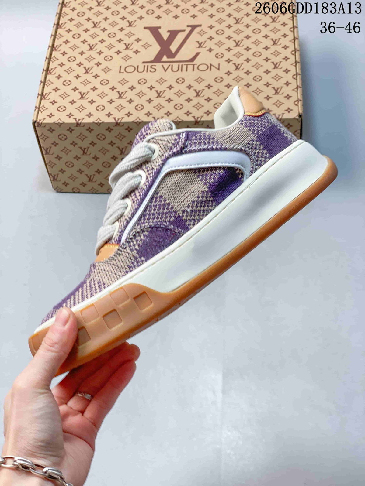 Louis Vuitton Tilted Low Sneakers in Purple Check