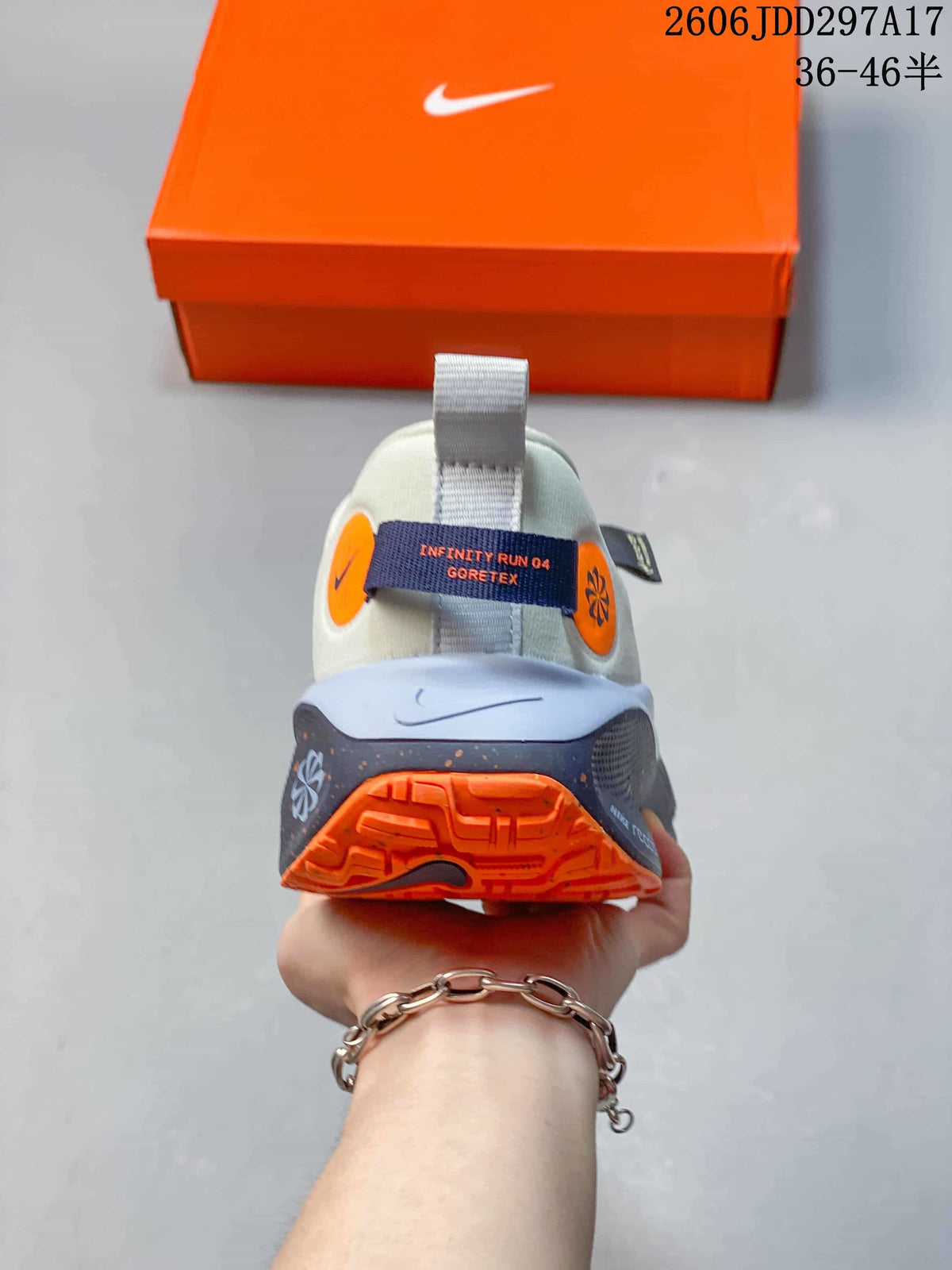 Nike InfinityRN 4 GORE-TEX Running Shoes, Gray and Orange