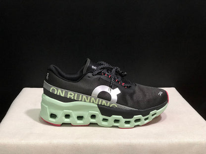 On Cloudmonster 2 Running Shoes, Black and Mint Green