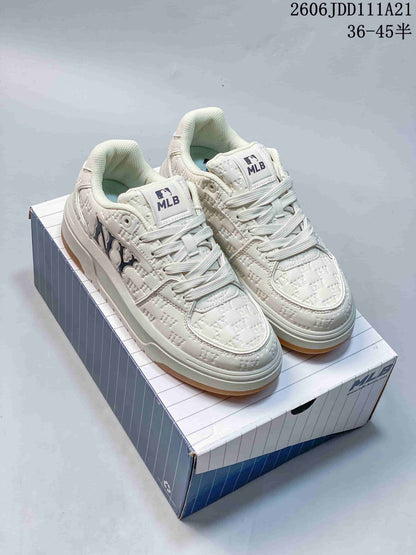 MLB Chunky Classic Embroidered Monogram Sneakers, Ivory