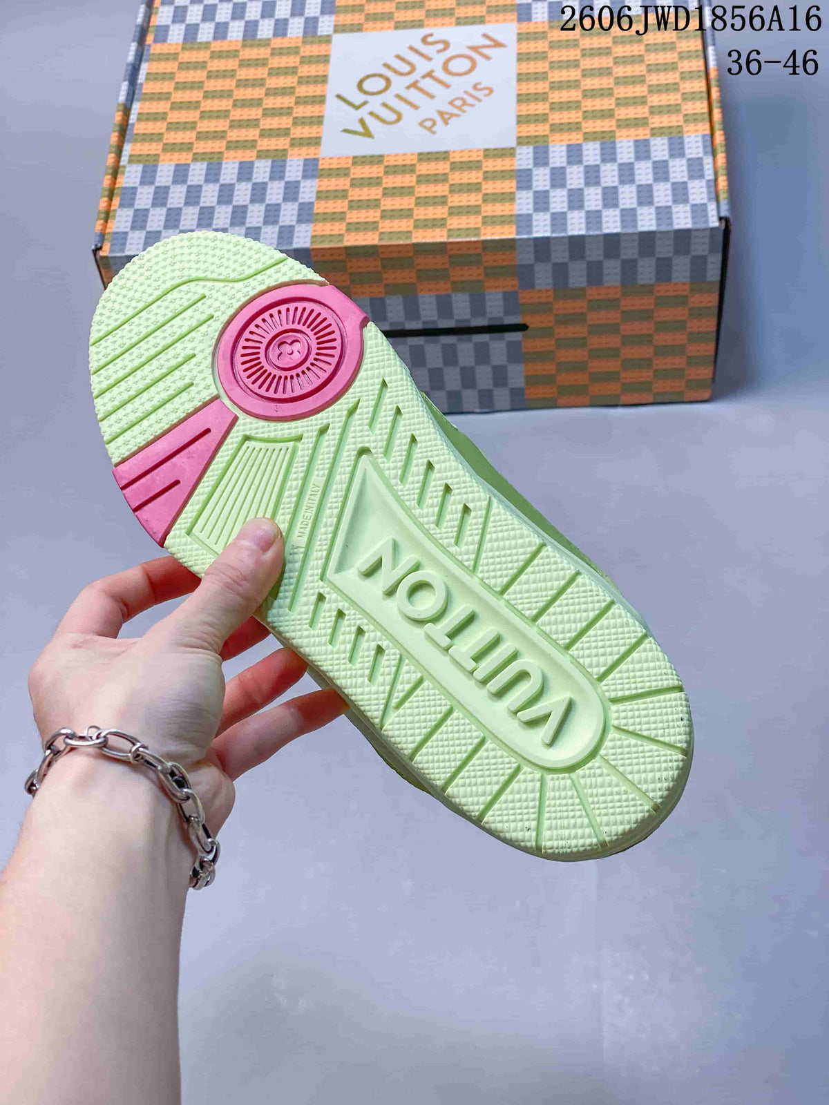 Louis Vuitton Trainer Low-Top Sneakers in Lime Green