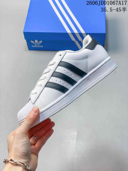 Adidas Superstar White and Black Shell-Toe Sneakers