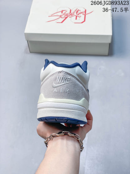Jordan Stadium 90 White and Blue Sneakers