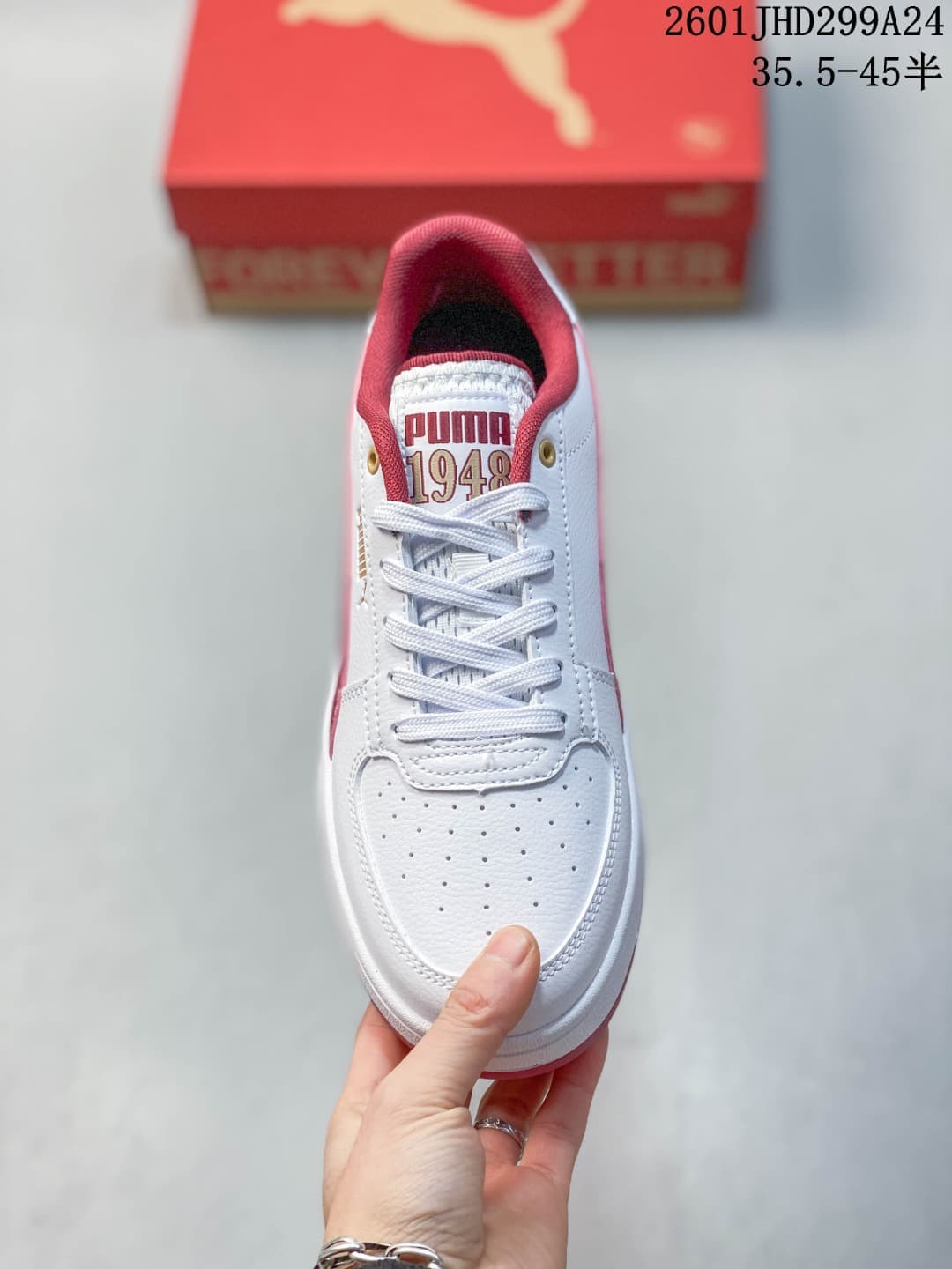 Puma Caven 2.0 White and Red Low-Top Sneakers 395082