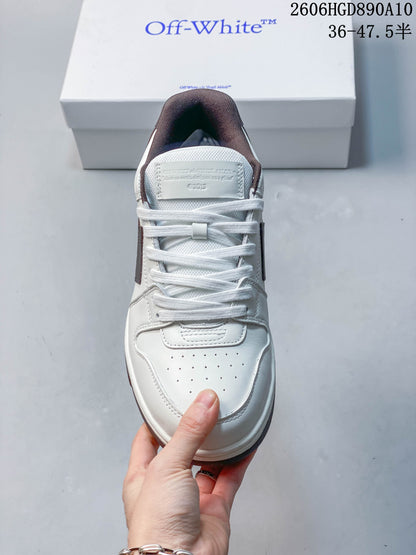 Off-White White Leather Low-Top Sneakers with Arrow Motif