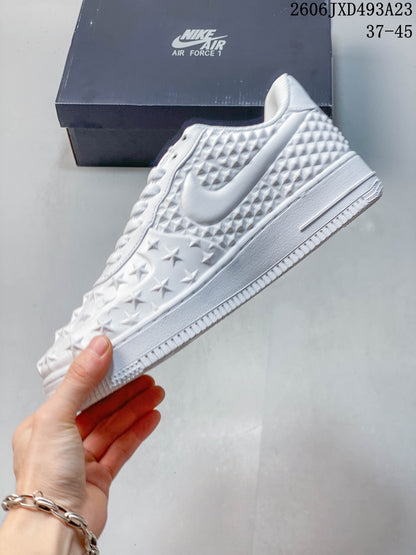 Nike Air Force 1 '07 Low White Star-Embossed Sneakers
