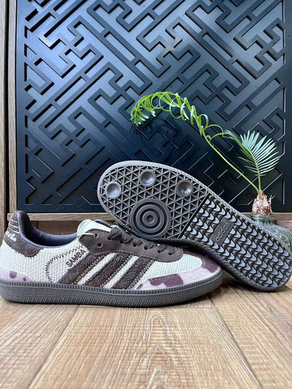 adidas Samba Low-Top Sneakers in White and Purple Print