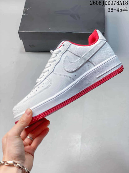 Nike Air Force 1 Low Kobe White Red Sneakers 611270ASWPR