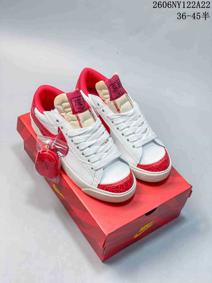 Nike Blazer Low Jumbo Sneakers, Red and White