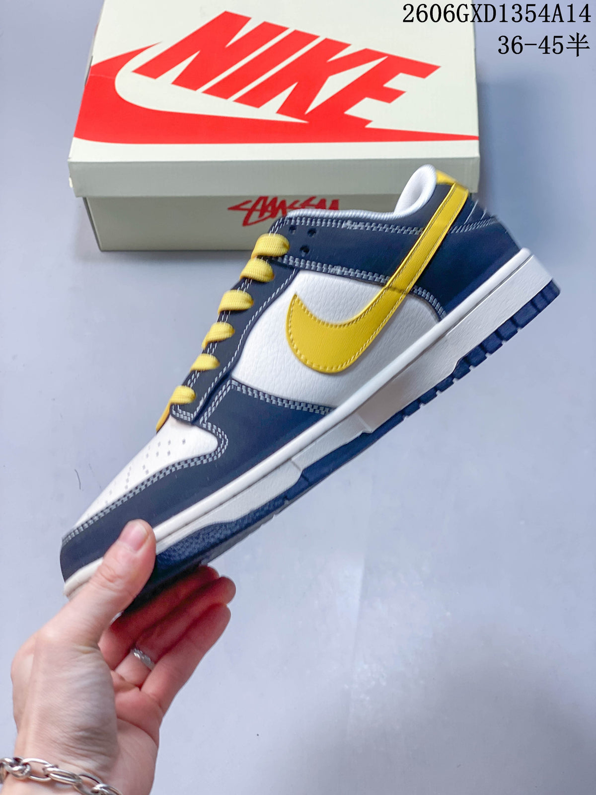 Nike Dunk Low Retro Sneakers in Navy, White and Yellow