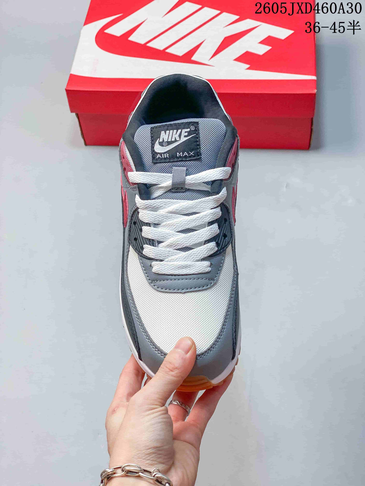 Nike Air Max 90 Sneakers in Grey, White and Red